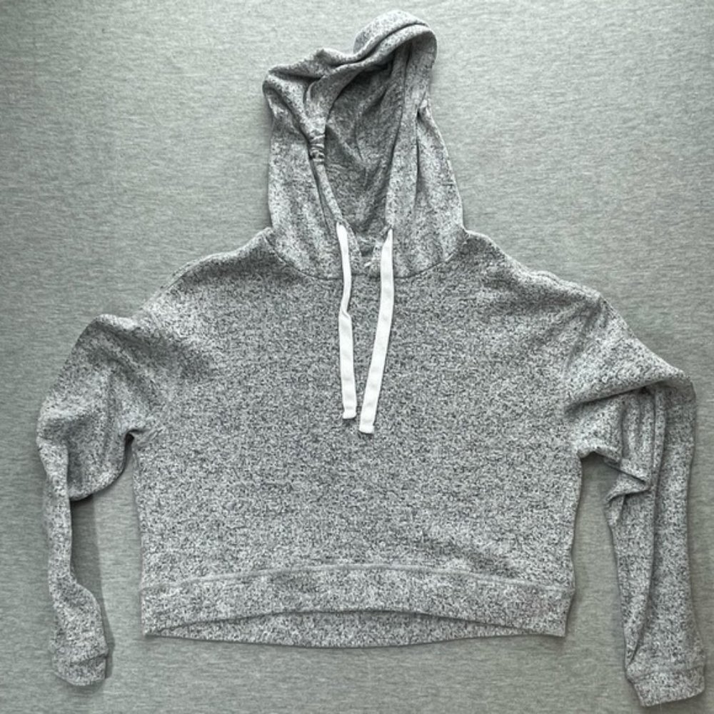BLUENOTES Womens Grey Cropped Hoodie Size XS